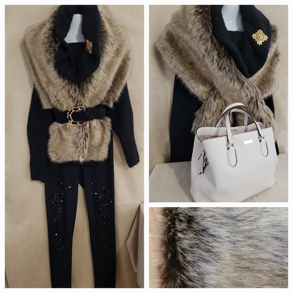 Faux Fur Shawl Scarf - Picture 1 of 5